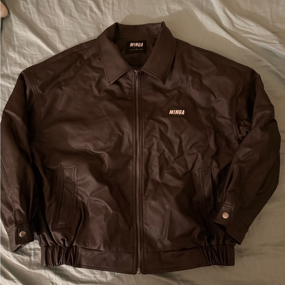 Minga Men's Dark Brown Bomber Jacket